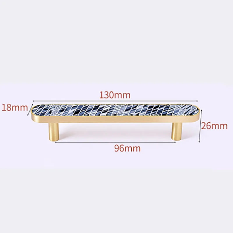 Brass and Acrylic Cabinet Handles – Colorful European Wardrobe Pulls for Furniture (96/128mm Hole Distance) 130mm E