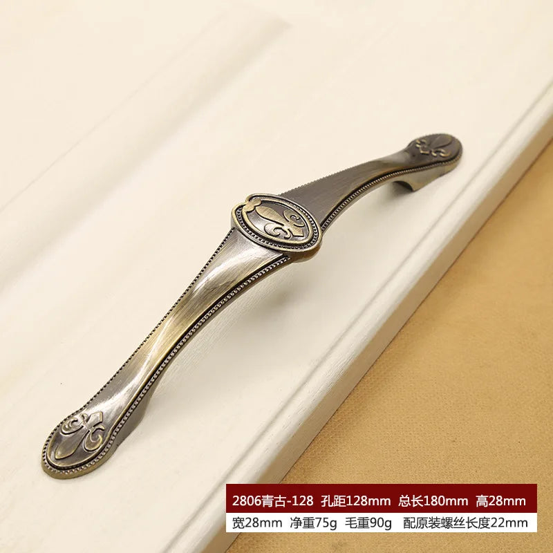 Retro Bronze Cabinet Handles - Antique Metal Kitchen Door Pulls and Wardrobe Knobs 128mm 2806-128mm Handles