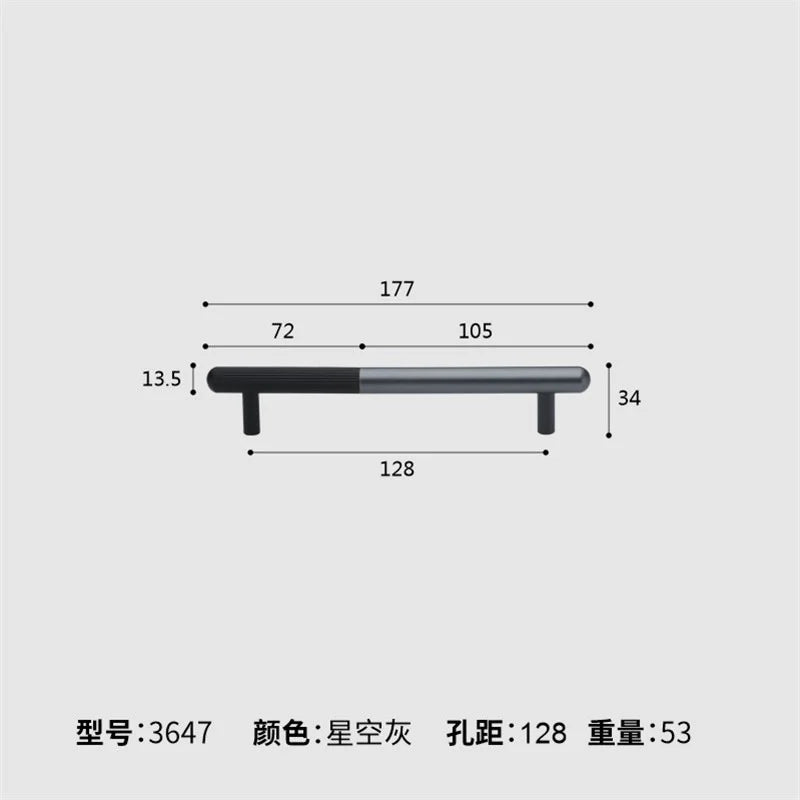 Dual tone Long Kitchen Cabinet Handles – Multicolor Wardrobe and Drawer Knobs Black gray 128mm Handles