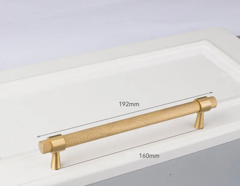 Solid Brass Knurled Cabinet Handles – Gold and Black Wardrobe Knobs and Drawer Pulls 9010-192G Handles