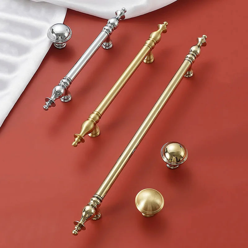 Chrome Brass Polished Gold Furniture Handle Modern Cabinet Pulls Wardrobe Cupboard Drawer Bar Knobs Handles