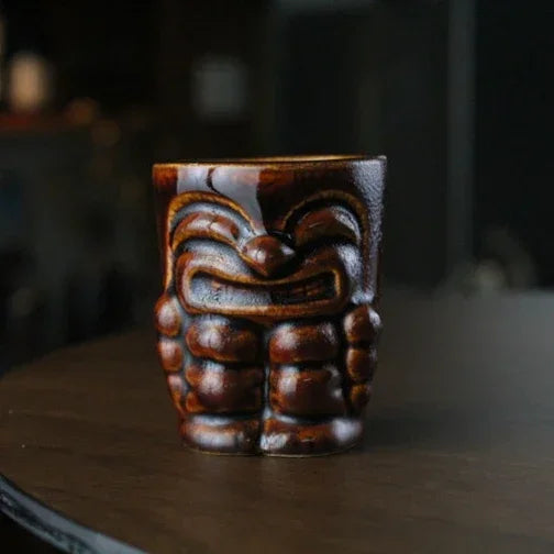 60ml Ceramic Tiki Mug – Hawaiian Cocktail Cup for Home Bars & Parties | Dlight Decor brown-type9-haha / 60ml cups