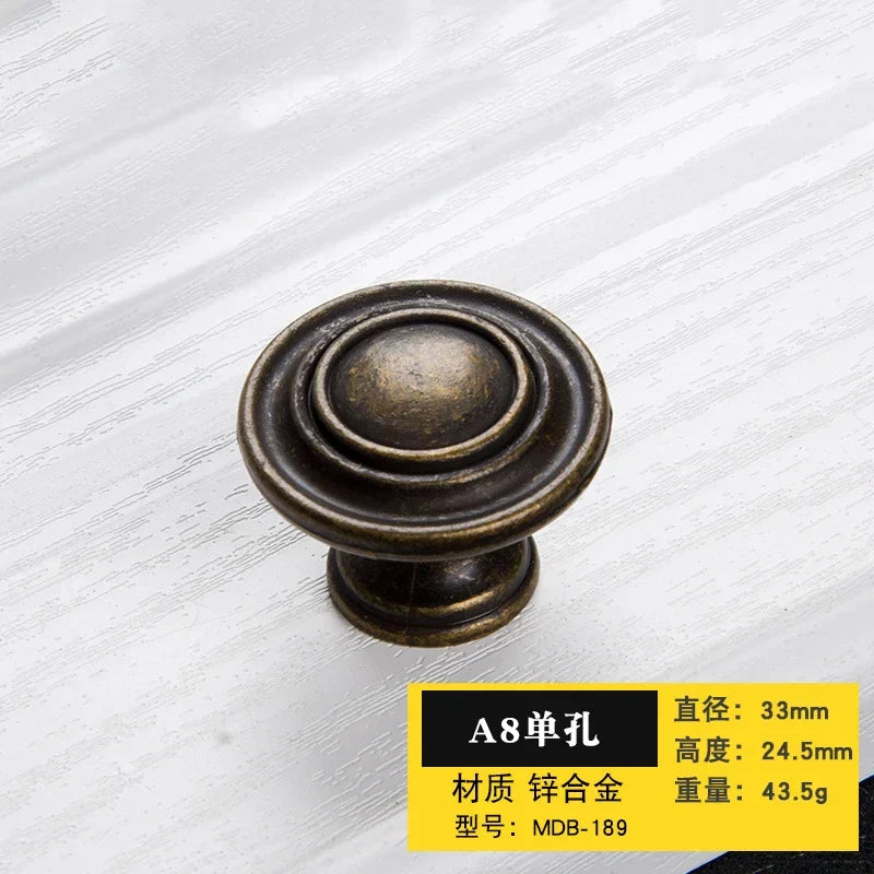 Antique Bronze Cabinet Handles - Retro Drawer Pulls Vintage Zinc Alloy Kitchen Hardware for Furniture Dresser and