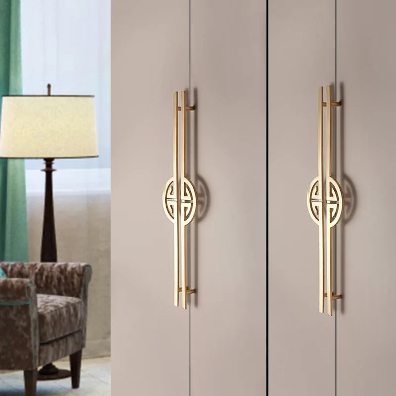 New Chinese-Style Zinc Alloy Cabinet Handles – Elegant Gold Pulls for Wardrobes Drawers and Cupboards Handles