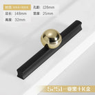 Black and Gold Cabinet Pulls - Double Color Aluminum Zinc Alloy Handles for Wardrobes and Kitchens 5251A-128mm Handles