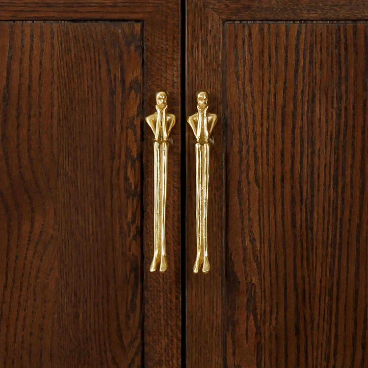 Nordic Brass Humanoid Cabinet Handle – Modern Luxury Drawer Pulls for Wardrobes and Cabinets (Single Hole) Handles