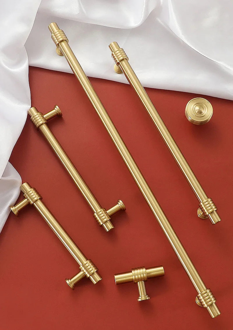 Satin Gold Furniture Handle – Solid Brass Cabinet Knobs and Drawer Pulls (50mm-358mm) Handles