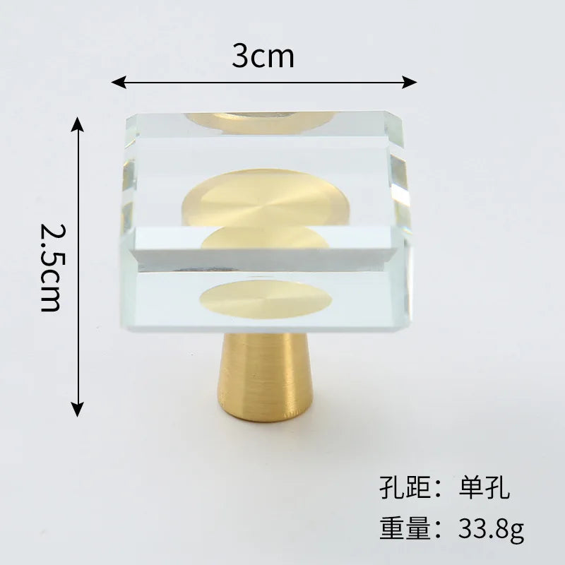 Brass Crystal Cupboard Cabinet Handle Kitchen Drawer Knobs Light Luxury Furniture Hardware Transparent Handle Home