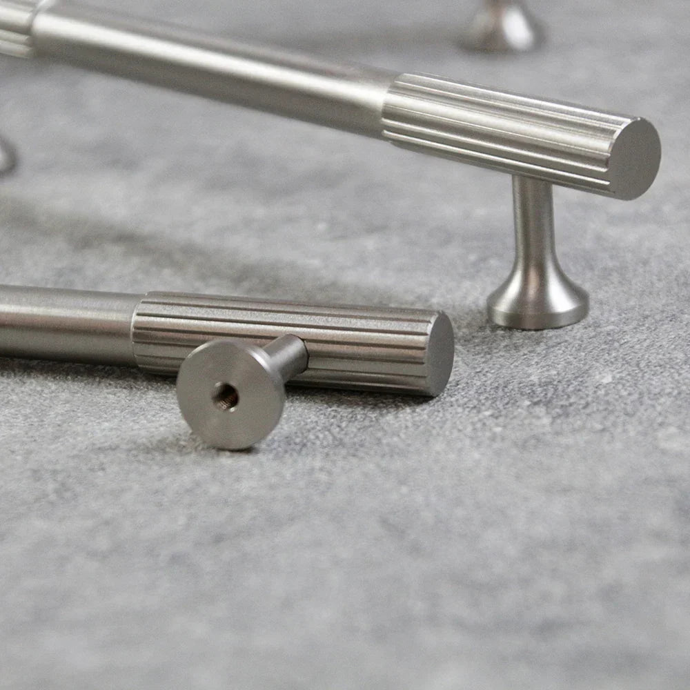 Nickel Brass Art Deco Kitchen Cabinet Knobs and T-Bars – Brushed Silver Drawer Pulls and Wardrobe Handles Handles