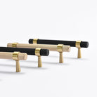 Solid Brass Knurled Cabinet Handles – Gold and Black Wardrobe Knobs and Drawer Pulls Handles