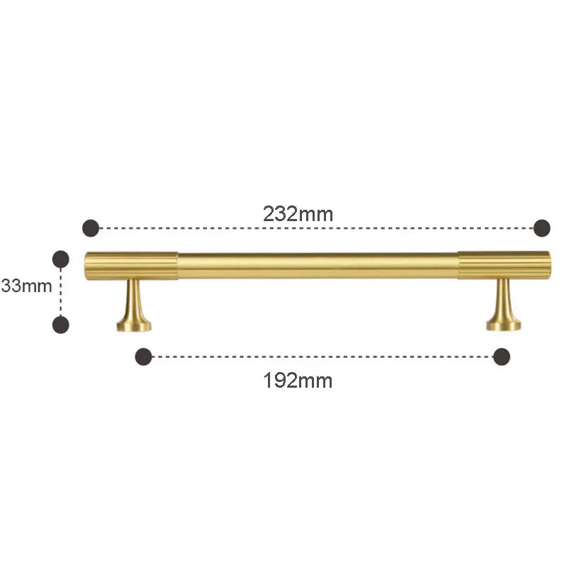 Solid Brass Art Deco Kitchen Cabinet Handles – Knurled T-Bar and Wardrobe Pulls TS9012-232 Handles