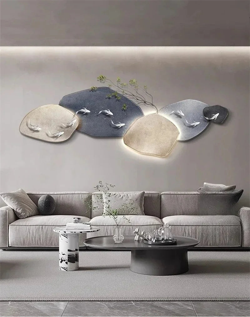 Dlight Decor 3D Nine Fish Wall Lamp Mural Art Wall Art