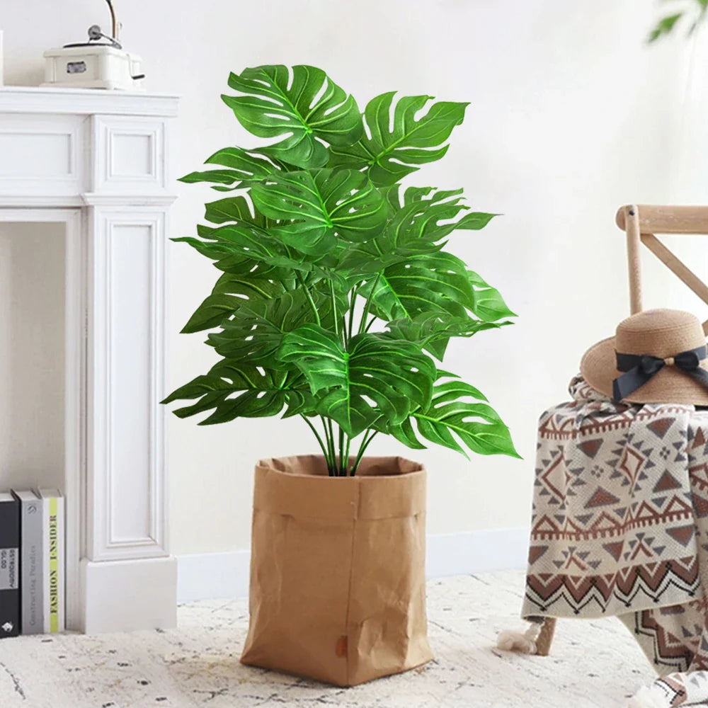 Dlight Decor 53cm Monstera Palm Plant with Turtle Leaves for Home and Party Decor