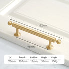 Satin Brushed Gold Brass Cabinet Handles – Modern Wardrobe and Drawer Knobs with French Style 2040-152 Handles