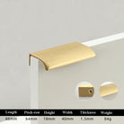 Long Hidden Brass Handle Invisible Solid Brass Pull for Kitchen Cabinet Gold Drawer Knobs Furniture Door Handles length