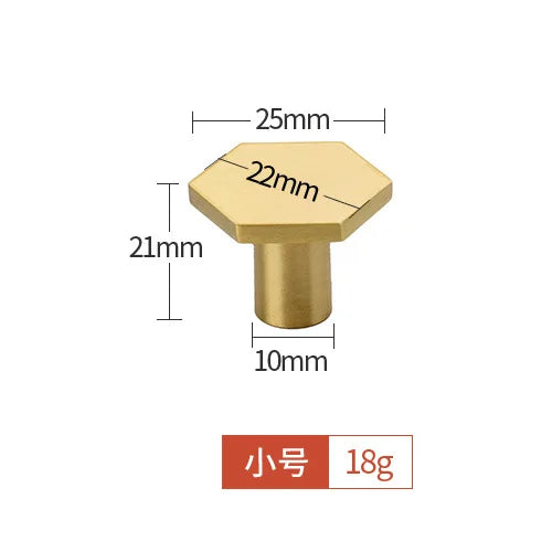 Modern Pure Brass Cabinet Handles - Single Hole Brushed Gold Drawer Knobs for Kitchen and Wardrobes 9-small Knonbs