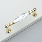 Luxury Gold Chrome Cabinet Handles – Modern Zinc Alloy and Crystal Glass Drawer Knobs for Wardrobes and Dressers 128mm