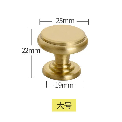 Modern Pure Brass Cabinet Handles - Single Hole Brushed Gold Drawer Knobs for Kitchen and Wardrobes 6-large Knonbs