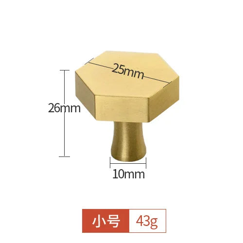Modern Pure Brass Cabinet Handles - Single Hole Brushed Gold Drawer Knobs for Kitchen and Wardrobes 7-small Knonbs