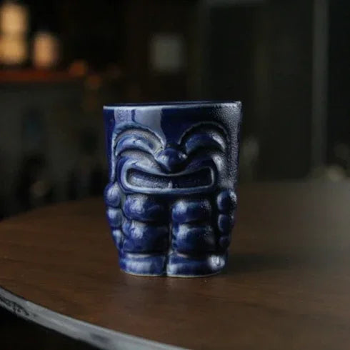 60ml Ceramic Tiki Mug – Hawaiian Cocktail Cup for Home Bars & Parties | Dlight Decor blue-type8-haha / 60ml cups