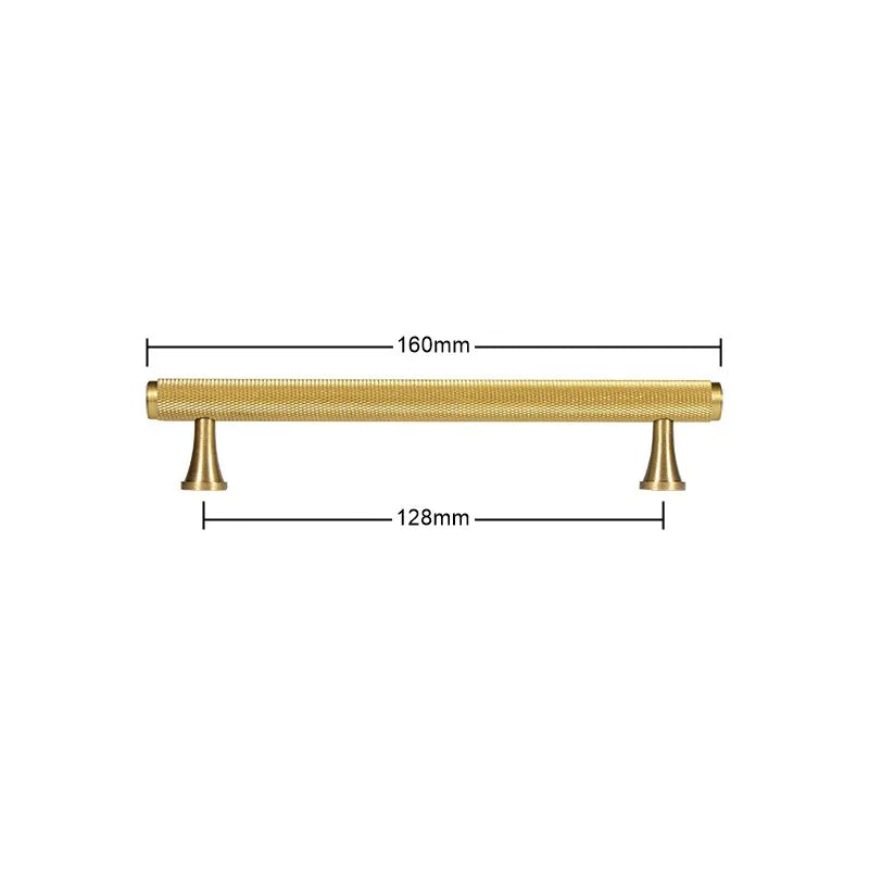 Gold Brass Handle with Plate – Knurled Cabinet Knobs and Modern Furniture Pulls TS-9009-G160 Handles