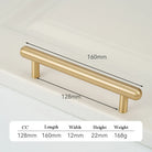 Satin Gold Brass Wardrobe Handles – Modern Drawer Knobs and Cabinet Bar Pulls (50mm-260mm) 2019-160 Handles