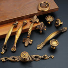 Antique Yellow Bronze Cabinet Handles - Brushed Vintage Drawer Pulls for Kitchen and Wardrobe Doors Handles