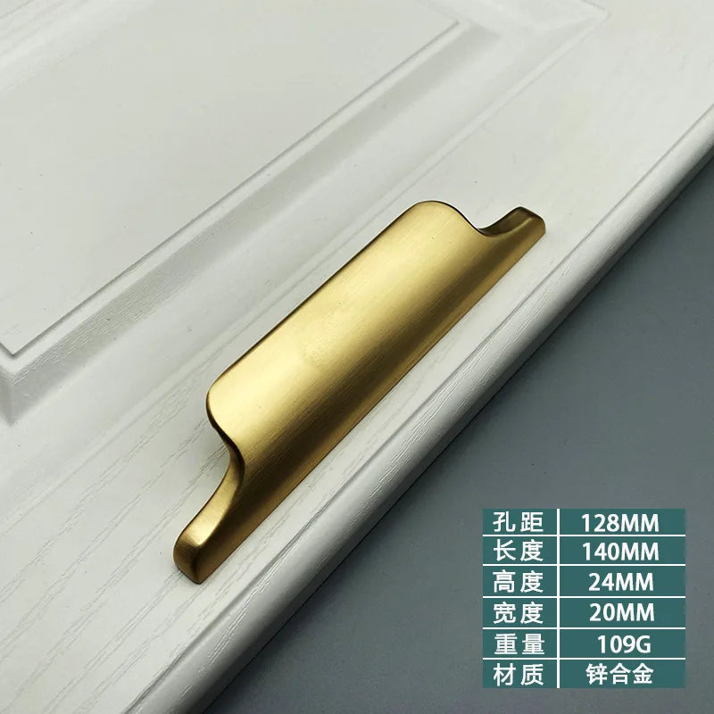 Luxury Zinc Alloy Curved Cabinet Handles - Modern Drawer Pulls for Wardrobes and Shoe Cabinets Gold drawing 128mm