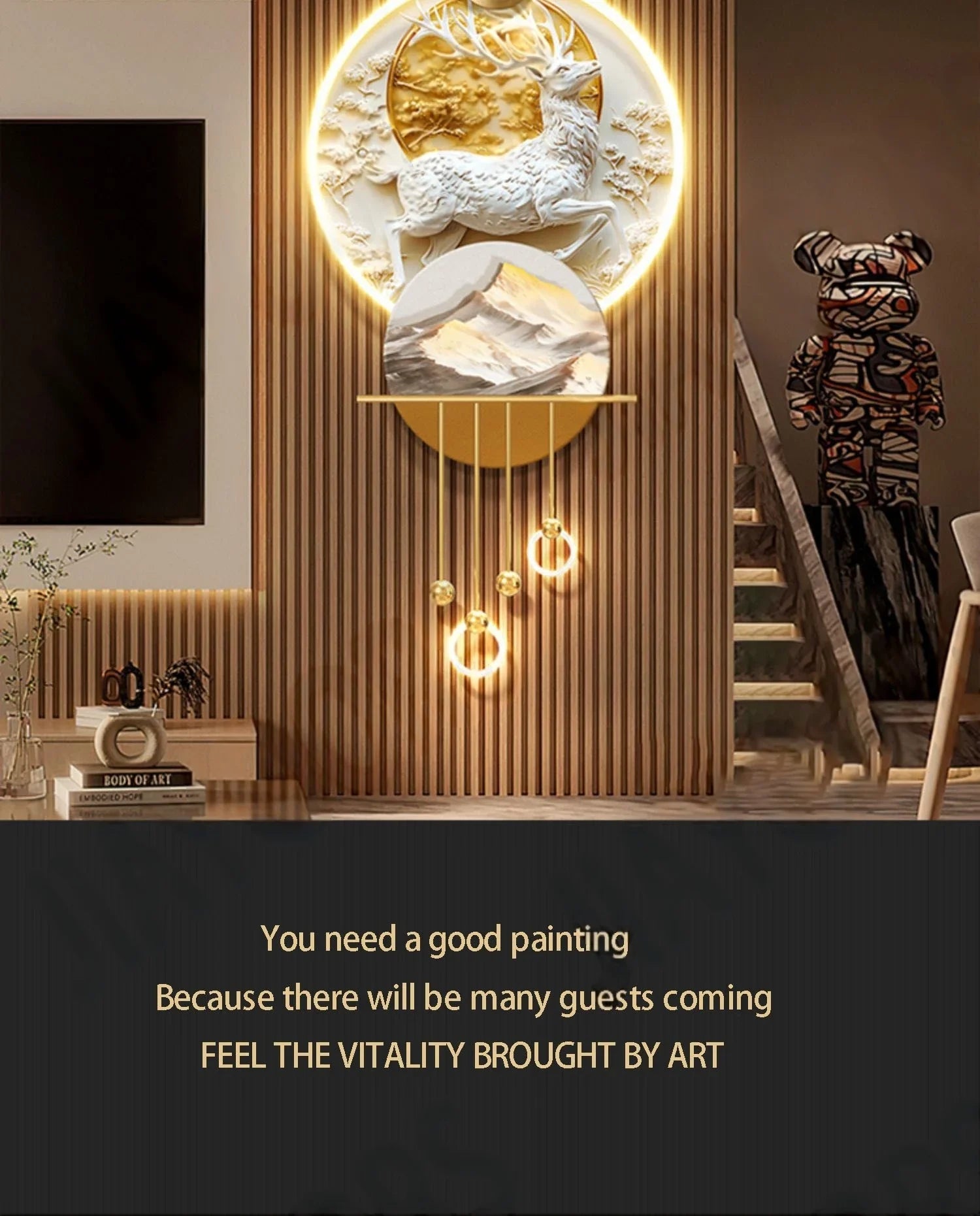 Dlight Decor Elk Mural LED Wall Light Pendant Wall Art
