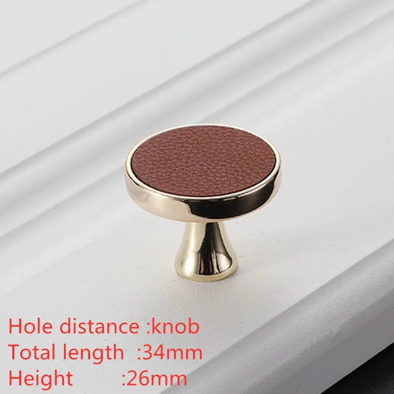 Modern Leather and Zinc Alloy Cabinet Handle – Elegant Drawer Pulls for Kitchen Wardrobe and Furniture (96mm) red