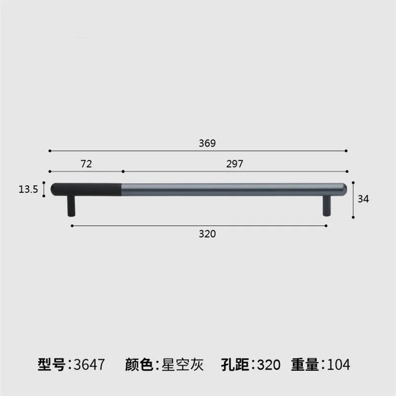 Dual tone Long Kitchen Cabinet Handles – Multicolor Wardrobe and Drawer Knobs Black gray 320mm Handles