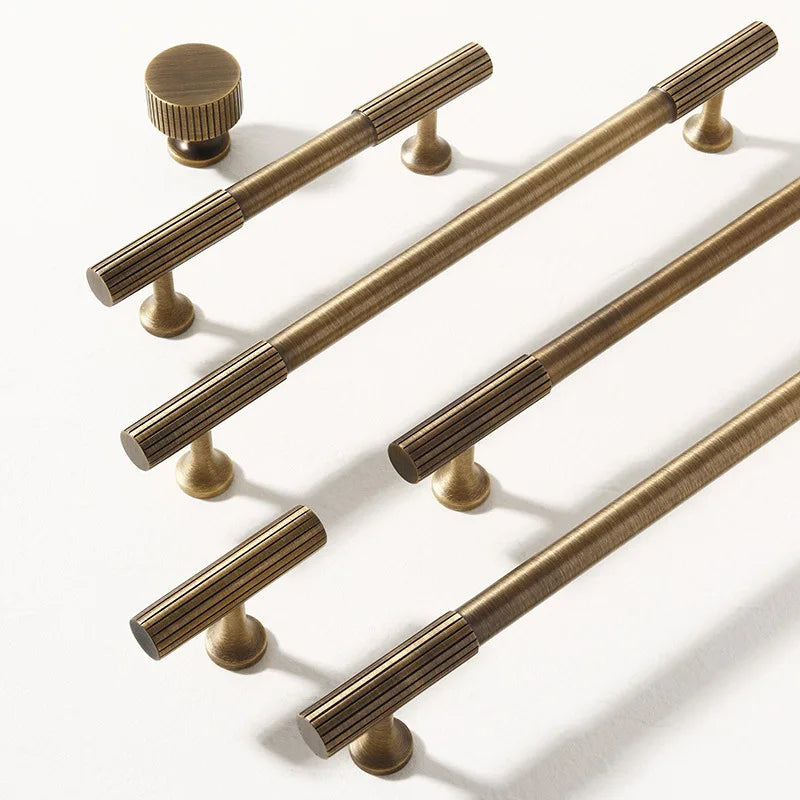 Solid Brass Vertical Linear Cabinet Knobs – Long Drawer Handles for Kitchen Wardrobe and Wooden Doors 9012-bronze