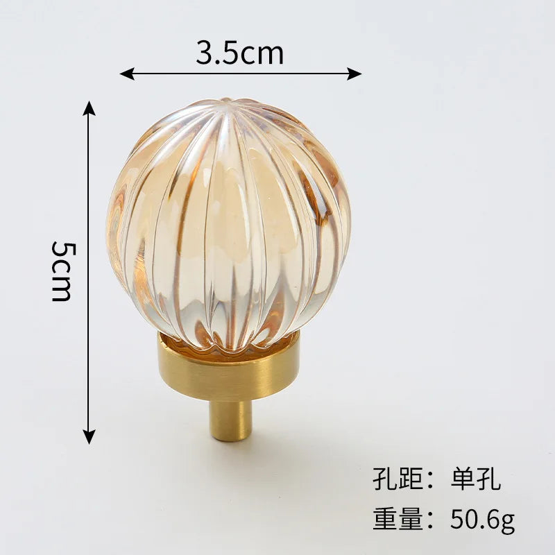 Brass Crystal Cupboard Cabinet Handle Kitchen Drawer Knobs Light Luxury Furniture Hardware Transparent Handle Home