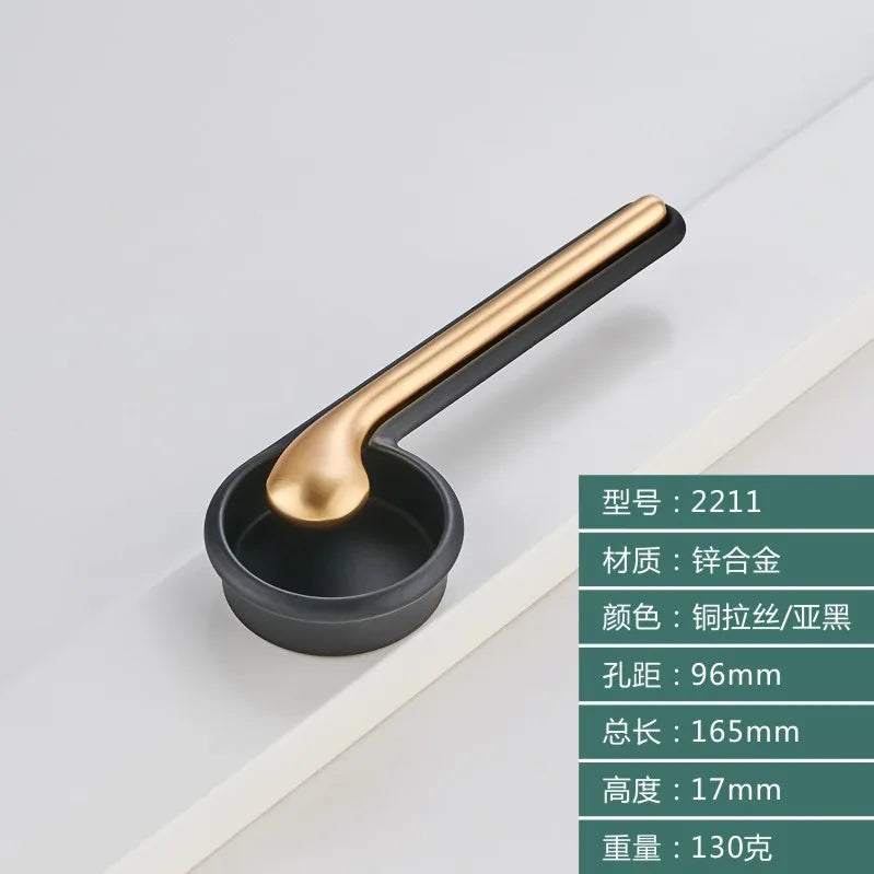 Modern Minimalist Zinc Alloy Cabinet Door Handle 96-Copper Black Handles