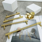 Solid Brass Knurled Cabinet Handles – Satin Gold Long Wardrobe Bar Pulls and Drawer T-Bars Handles