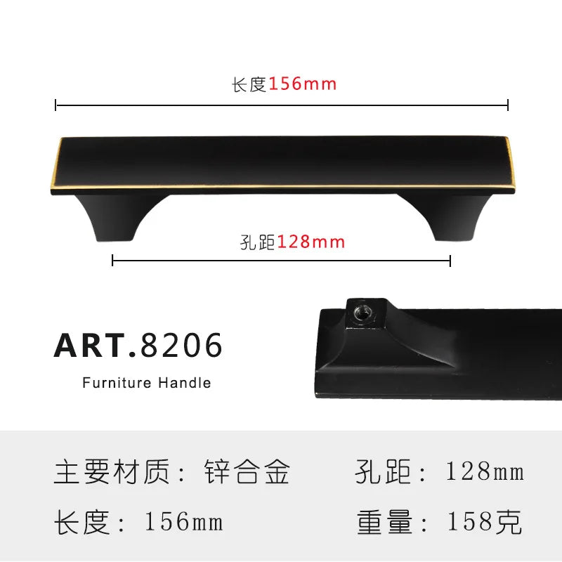 Zinc Alloy Solid Cabinet Door Handles – Modern Minimalist Knobs for Wardrobe and Kitchen Furniture 8206-128 Handles