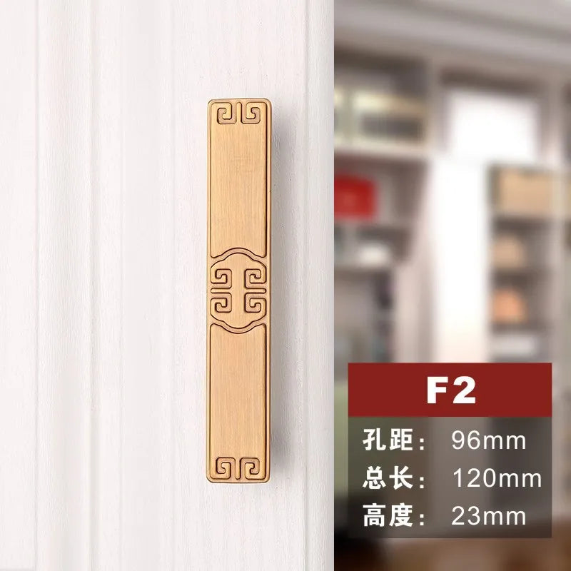 Antique Yellow Bronze Wardrobe Handles - Modern Zinc Alloy Drawer Knobs for Cabinets and Closets F2 96mm Handles