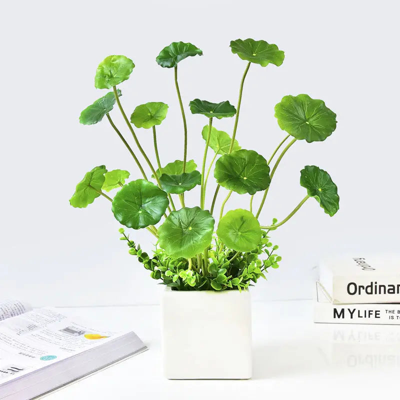 Dlight Decor 37cm Lotus Eucalyptus Leaf Plant with Copper Accents for Home and Office Decor 37cm 18Leaves