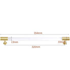 Transparent Acrylic Furniture Handles – Brass Cabinet Pulls and Wardrobe Knobs 354mm length Handles