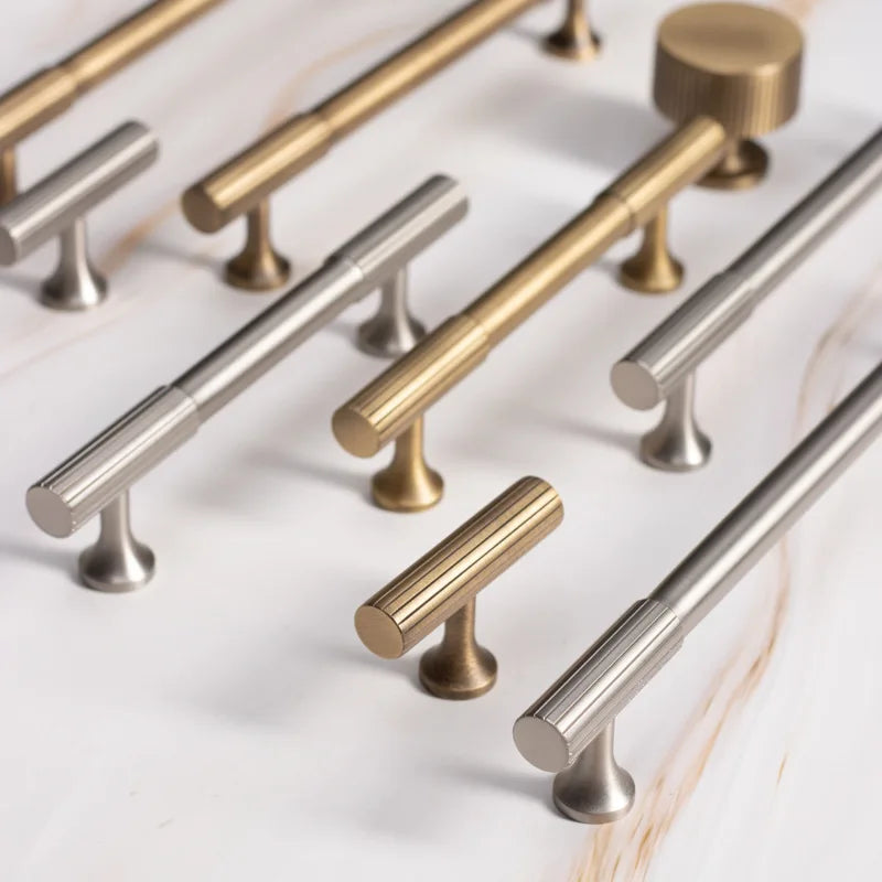 Solid Brass Vertical Linear Cabinet Knobs – Long Drawer Handles for Kitchen Wardrobe and Wooden Doors Handles