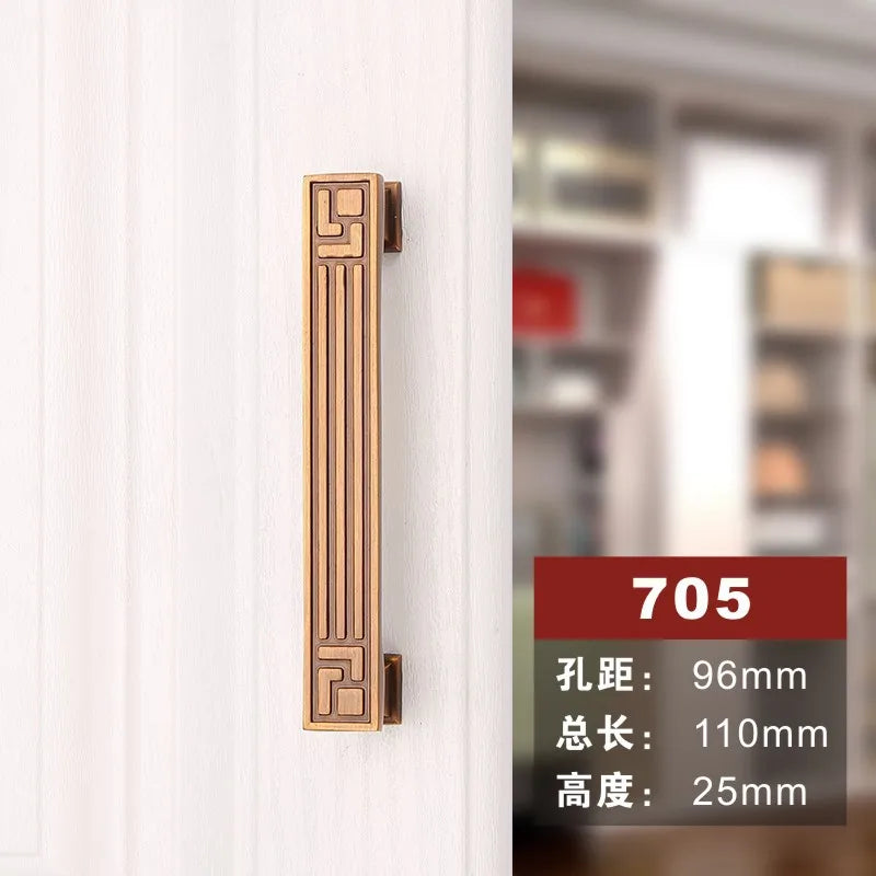 Antique Yellow Bronze Wardrobe Handles - Modern Zinc Alloy Drawer Knobs for Cabinets and Closets 705 96mm Handles