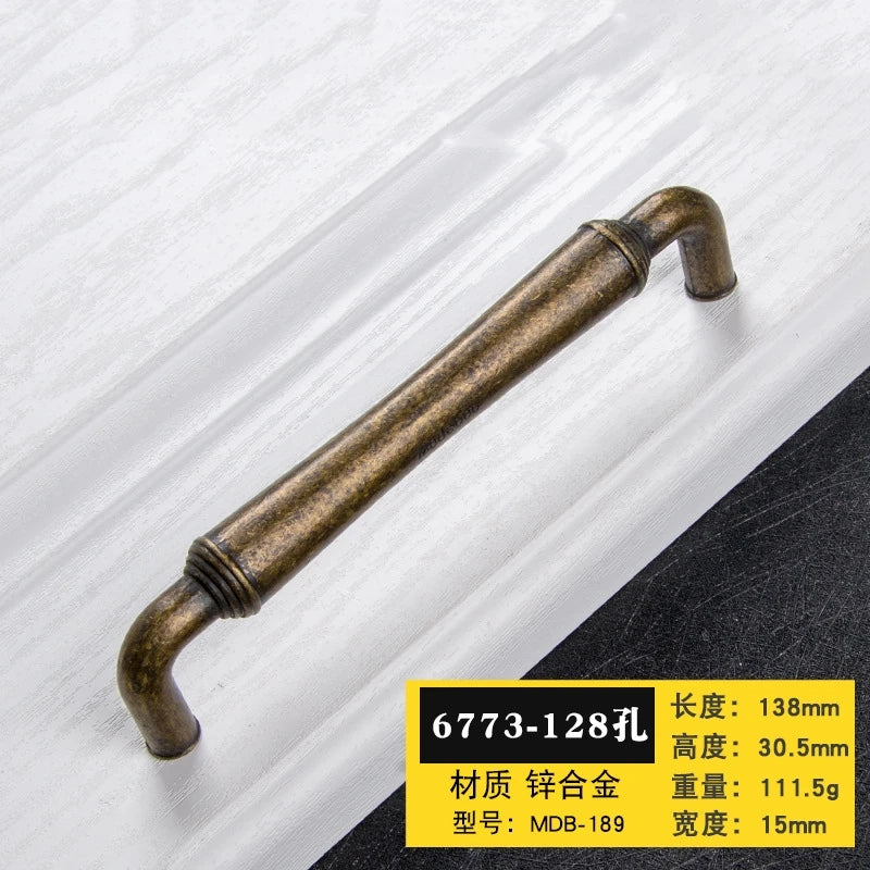 Antique Bronze Cabinet Handles - Retro Drawer Pulls Vintage Zinc Alloy Kitchen Hardware for Furniture Dresser and