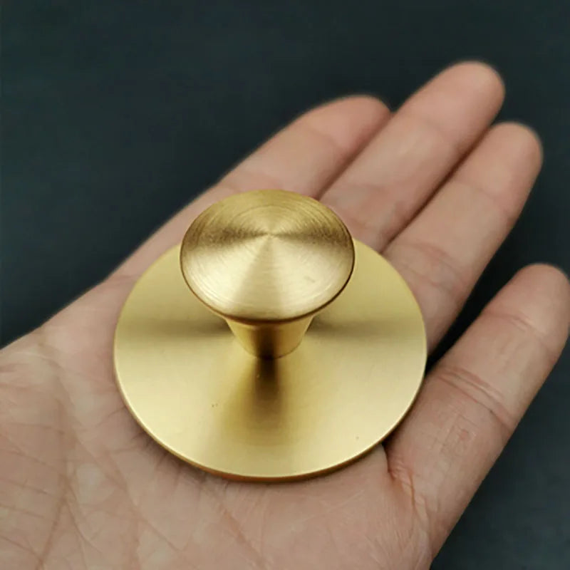 Single Hole Brass Knobs with Round Mat – Gold Cabinet and Drawer Pulls for Furniture (21mm/25mm) Knob