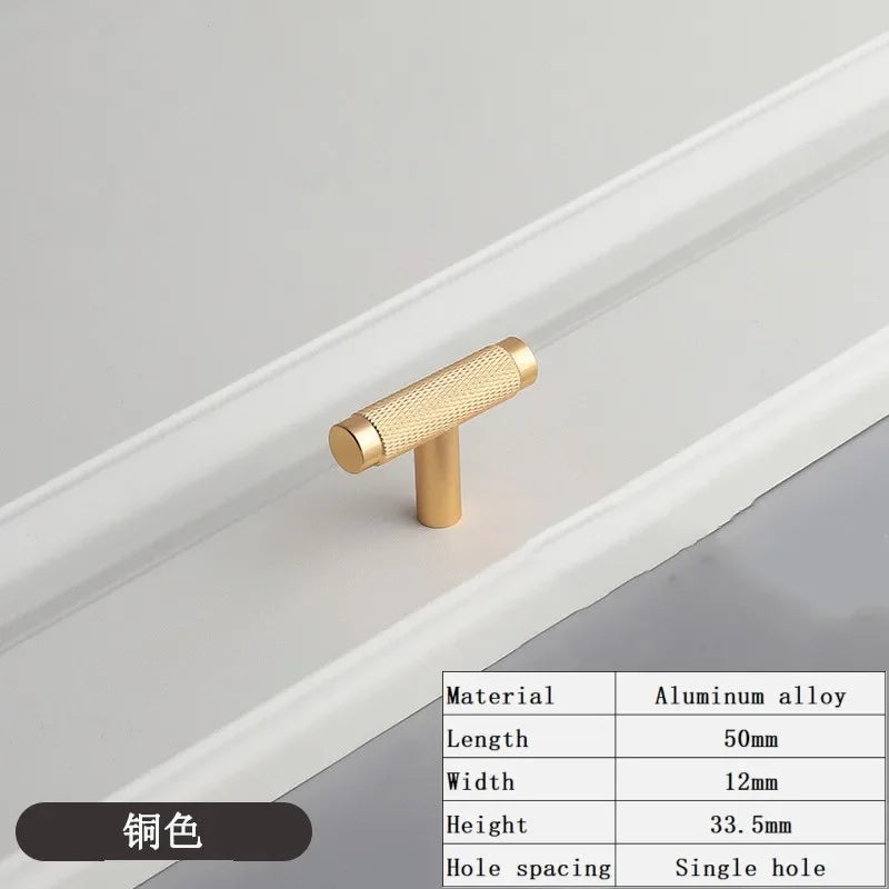 Long Knurled Aluminum Alloy Cabinet Handles – Kitchen Drawer Pulls and T-Bar Wardrobe Furniture Hardware Knurled Single