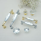 Luxury Gold Chrome Cabinet Handles – Modern Zinc Alloy and Crystal Glass Drawer Knobs for Wardrobes and Dressers Handles