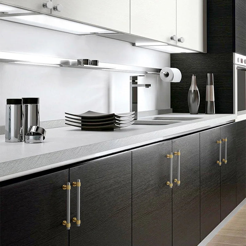 Nickel-Plated Brass Cabinet Handles – Gold and Matte Silver T-Bar Pulls for Wardrobes and Drawers Handles