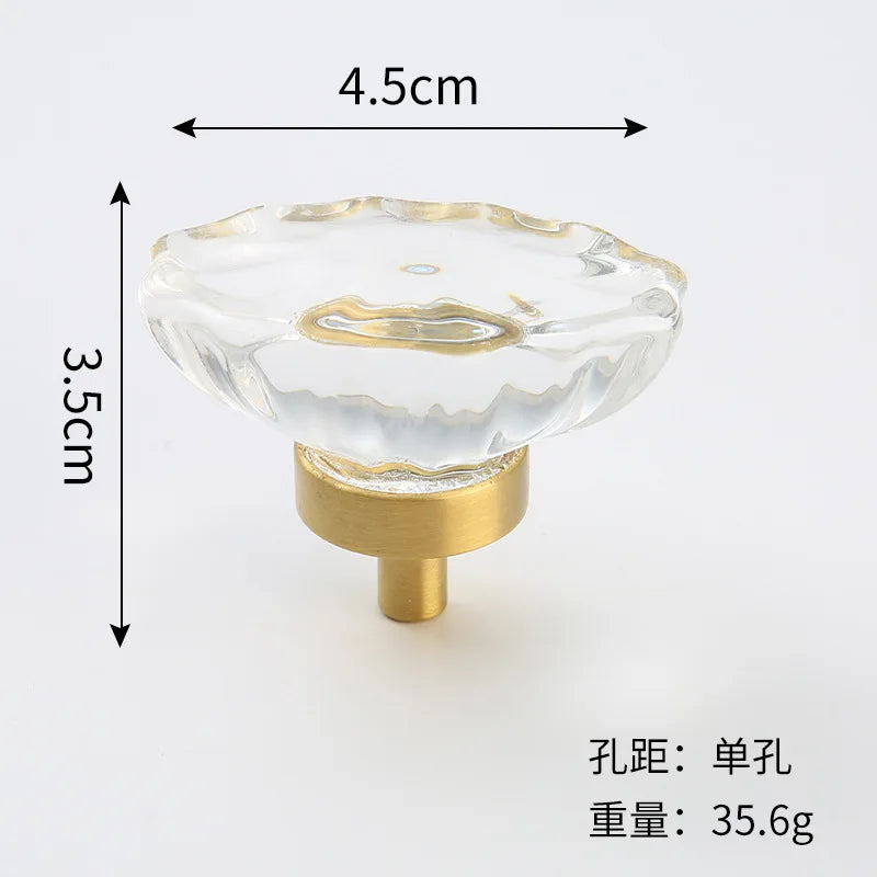 Brass Crystal Cupboard Cabinet Handle Kitchen Drawer Knobs Light Luxury Furniture Hardware Transparent Handle Home