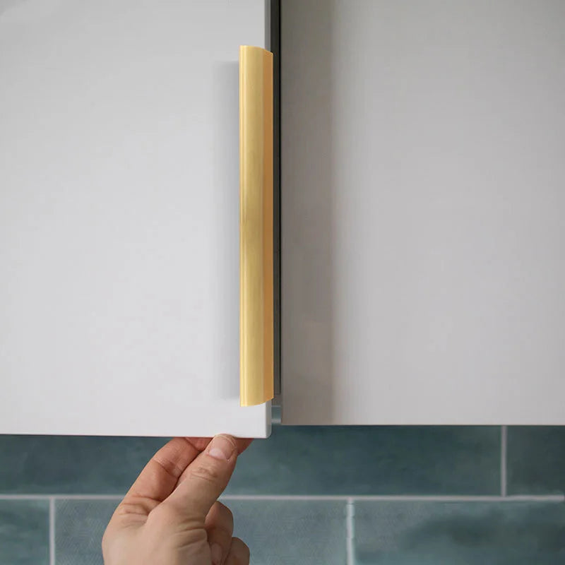 Long Hidden Brass Handle Invisible Solid Brass Pull for Kitchen Cabinet Gold Drawer Knobs Furniture Door Handles Pulls