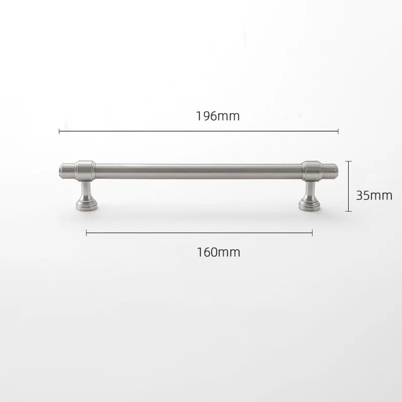 Brushed Nickel Brass Furniture Handles – Matte Silver Cabinet Pulls and Drawer Bars 195mm Handle