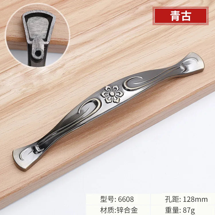 Antique Bronze Cabinet Handles - Vintage Zinc Alloy Drawer Pulls for Furniture 6608 128mm Handles